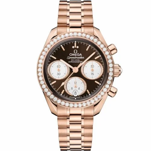 Omega Speedmaster Date 38 Sedna Gold - Diamond / Brown / Bracelet 324.55.38.50.63.001 (32455385063001)